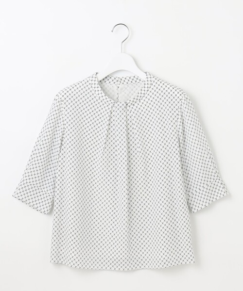 tシャツ モノグラムプリント ボウタイ風 カットソー レディース