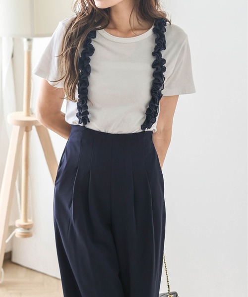 パンツ シフォンフリルストラップ タックパンツ レディース : ZOZOTOWN