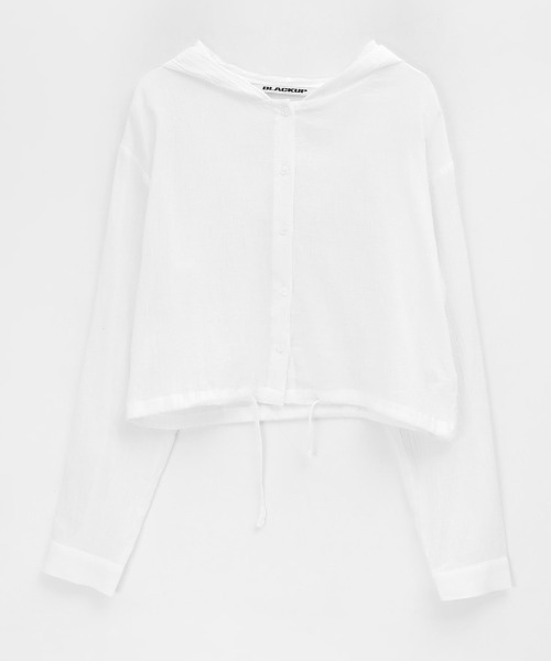 ブラウス シャツ 「MADE」  キッセンサマークロップフードシャツ レディース BLACKUP ブラウス シャツ 「MADE」 キッセンサマークロップ