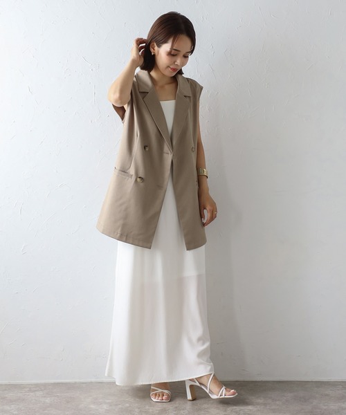 ボンジュールサガン BONJOUR SAGAN ウールタッチダブルボタンベスト （LIGHT-BEIGE） BONJOUR SAGAN公式オンラインストア / ウールタッチダブルボタン