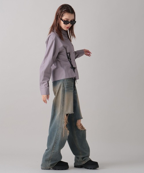 FOREVER21 ブラウス シャツ 「2024FW」レースアップデザイン