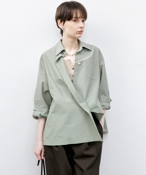 ブラウス シャツ 「tageechita」アシメトリフルイドシャツ レディース メンズ