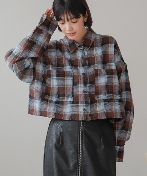 Bou Jeloud（ブージュルード） ブラウス シャツ チェック柄ショート