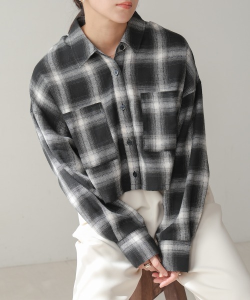 Bou Jeloud（ブージュルード） ブラウス シャツ チェック柄ショート