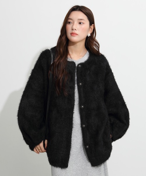 【美品】フォクシー　カシミヤ　セーブル　カーディガン　ニット　ジャケット　毛皮 コート アウター 「選べる丈・タイプ」フェザーヤーンシャギーニット