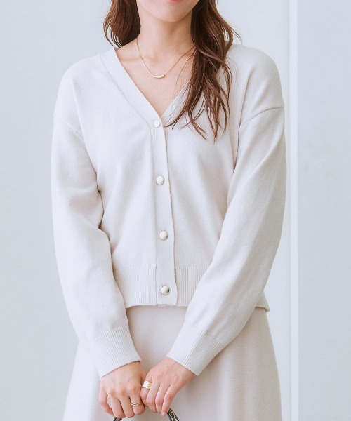 7days Life Styling カーディガン ゴールドボタンVネックニット