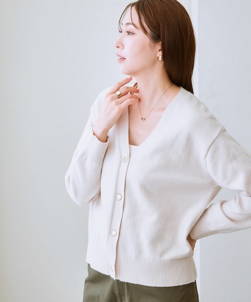 7days Life Styling カーディガン ゴールドボタンVネックニット