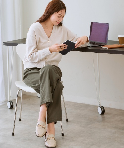 7days Life Styling カーディガン ゴールドボタンVネックニット