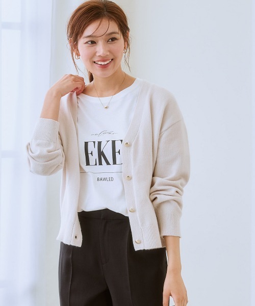 7days Life Styling カーディガン ゴールドボタンVネックニット