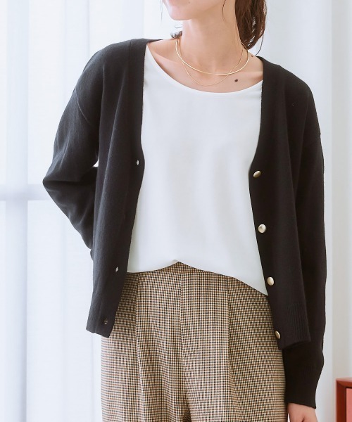 7days Life Styling カーディガン ゴールドボタンVネックニット