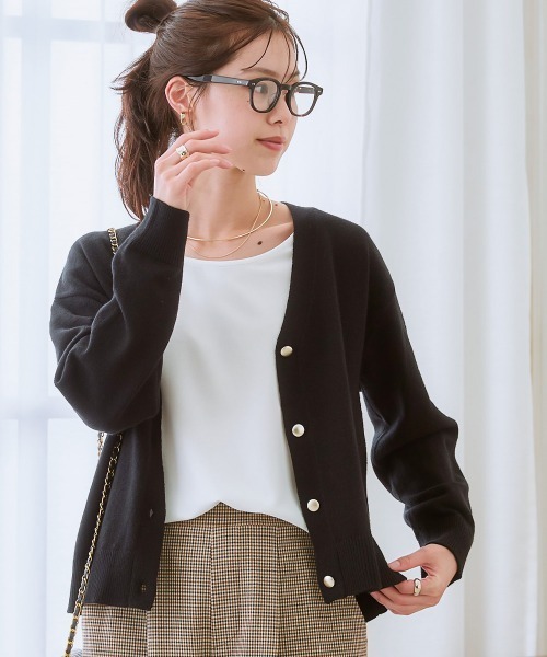 7days Life Styling カーディガン ゴールドボタンVネックニット