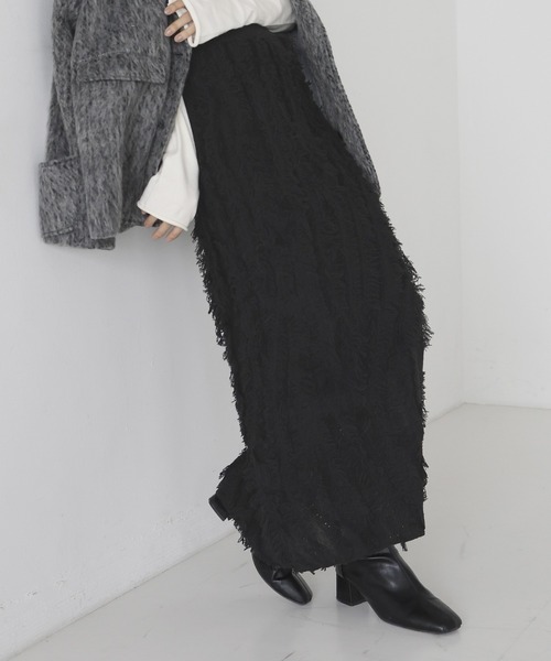 クロシェ★フリンジ★ニットマキシスカート★ ZIMMERMANN ZIMMERMANN クロシェニットコットン ミディ丈スカート | NET-A