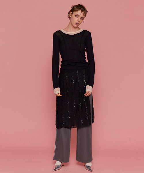 tシャツ 2way Neck Sheer Docking Tops/2WAYネックシアードッキングトップス「MAISON SPECIAL/メゾンスペシ 2way Neck Sheer Docking Tops/2WAYネックシアードッキング