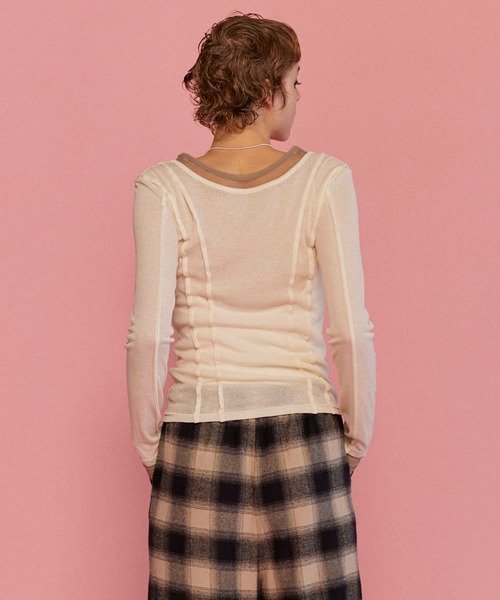 tシャツ 2way Neck Sheer Docking Tops/2WAYネックシアードッキングトップス「MAISON SPECIAL/メゾンスペシ 2way Neck Sheer Docking Tops/2WAYネックシアードッキング