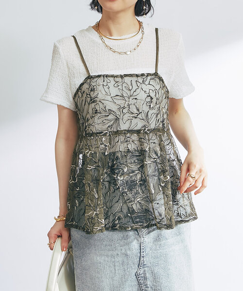 un dix cors キャミソール チュール刺繍ビスチェ : ZOZOTOWN
