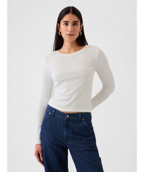 tシャツ モダンリブ GAPロゴ クロップドTシャツ レディース GAP tシャツ モダンリブ クロップドtシャツ レディース