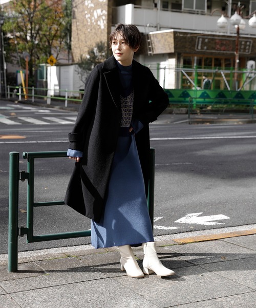 美品　セオリー ロイヤルブルー　コート フリーサイズ Theoryセオリー⭐︎カシミヤ混カシミア混ダブルフェイス⭐︎コート