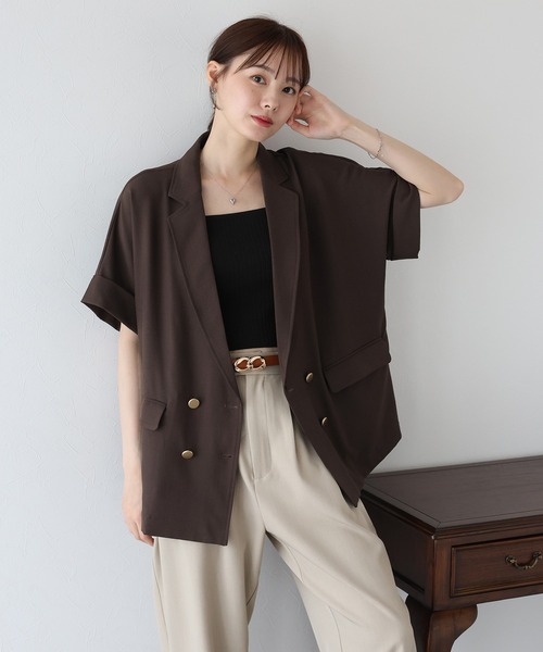 リネンライクポリエステル ジャケット ネイビー UR TECH DRYLUXE』リネンライクジャケット（テーラード