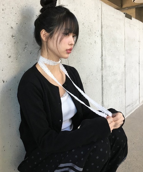 tシャツ フリルレース半袖Tシャツスカーフセット レディース anyonemore tシャツ フリルレース半袖Tシャツスカーフセット