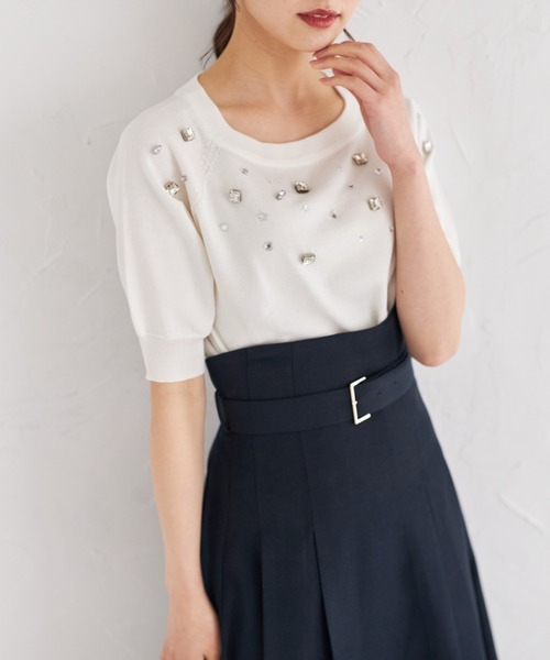 tocco closet ニット セーター クリアビジュー付きニットプル