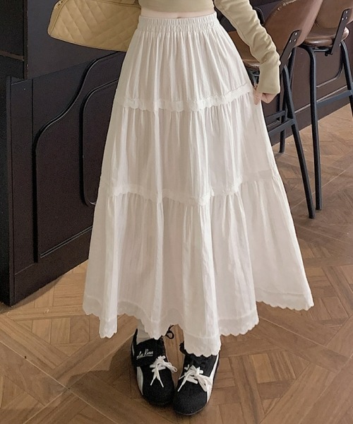 gossip!ロサンゼルス スカート レトロ レースフリルティアードスカート