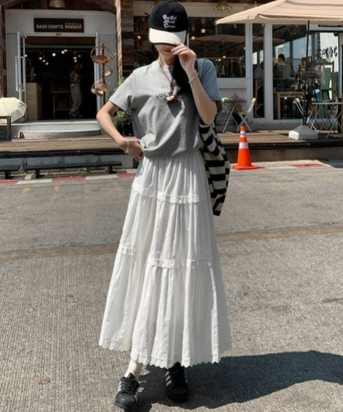 gossip!ロサンゼルス スカート レトロ レースフリルティアードスカート