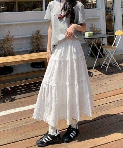 gossip!ロサンゼルス スカート レトロ レースフリルティアードスカート