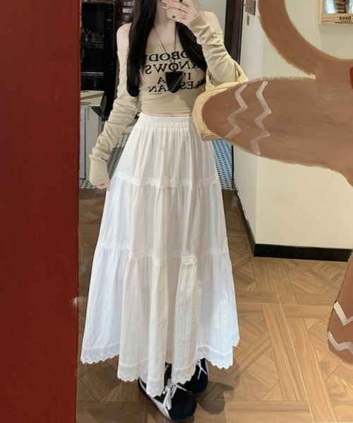 gossip!ロサンゼルス スカート レトロ レースフリルティアードスカート