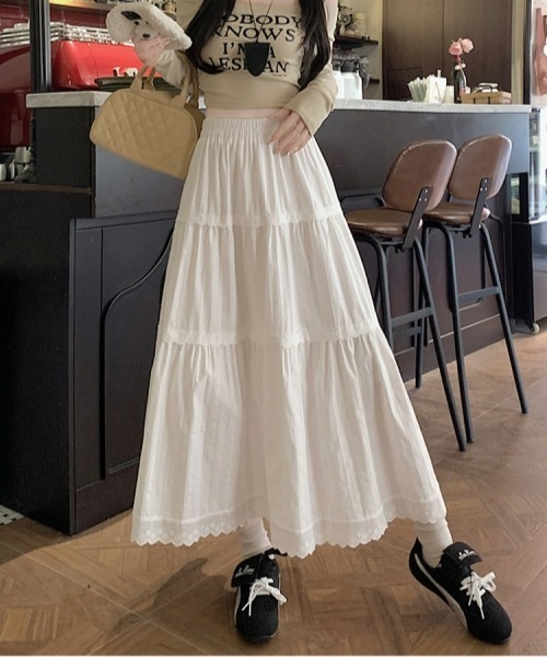 gossip!ロサンゼルス スカート レトロ レースフリルティアードスカート