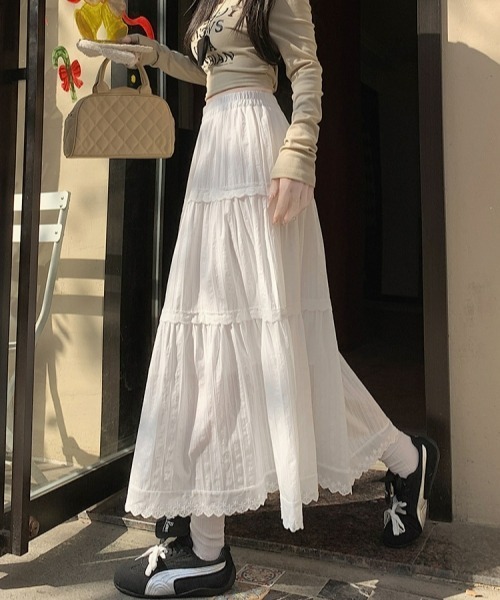 gossip!ロサンゼルス スカート レトロ レースフリルティアードスカート