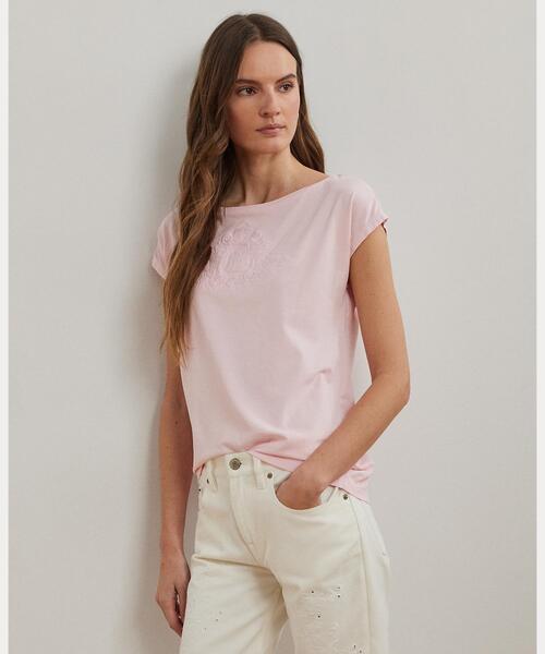 (取寄) ローレン ラルフローレン レディース ビーディド-ロゴ コットン ジャージ Ralph LAUREN RALPH tシャツ ビーデッドロゴ コットン ジャージー T
