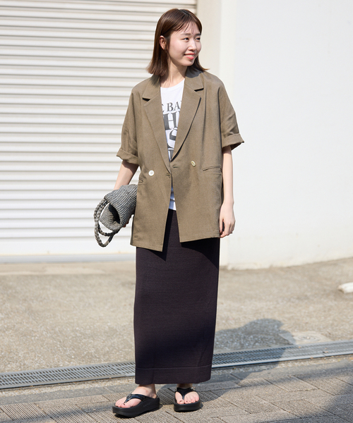 SLOBE IENA コート アウター リネンレーヨンハーフスリーブ