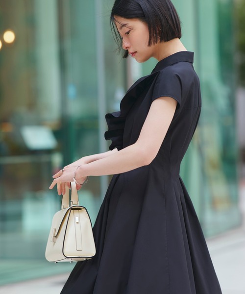 シャツ ワンピース ドレス フレンチ袖 きれいめ カジュアル派 ♪ RUIRUE BOUTIQUE シャツワンピース 洗える ｜ ワンサイド フリル