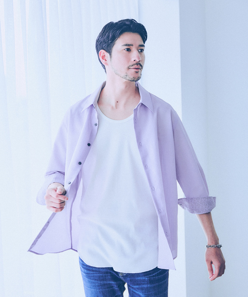 ABAHOUSE GRAY 七分袖 シャツ 「リネンタッチ」7分袖シャツ メンズ