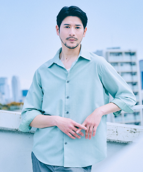 ABAHOUSE GRAY 七分袖 シャツ 「リネンタッチ」7分袖シャツ メンズ