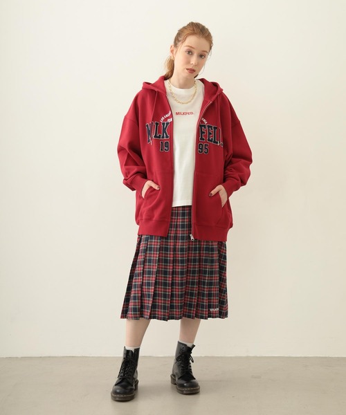 MILKFED.（ミルクフェド） パーカー COLLEGE PATCH ZIP UP HOODIE