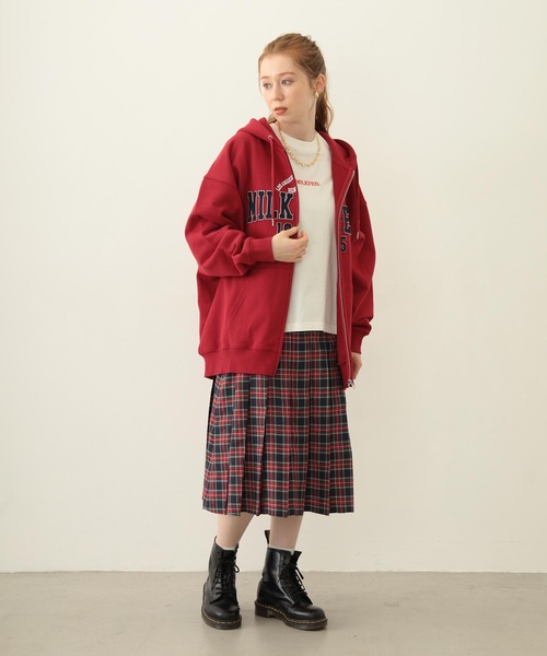 MILKFED.（ミルクフェド） パーカー COLLEGE PATCH ZIP UP HOODIE