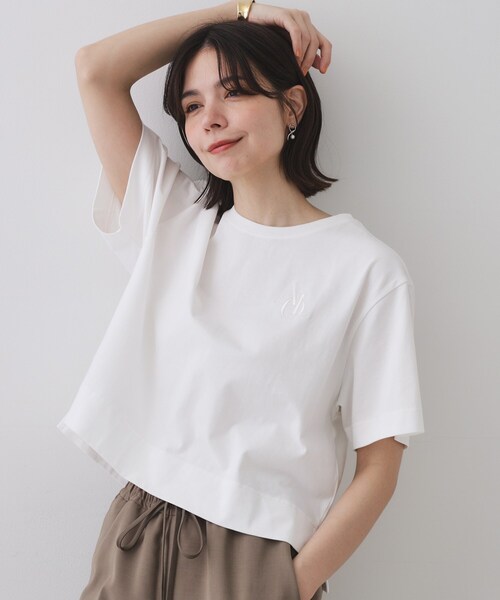 OPAQUE.CLIP tシャツ 刺繍ロゴワイドシルエットTシャツ「洗濯機