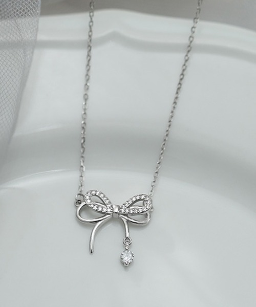 Blanc de Blue ネックレス ダブルリボンモチーフネックレス レディース