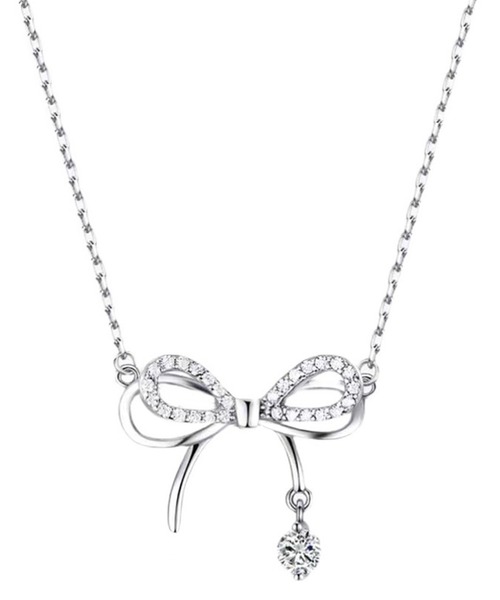 Blanc de Blue ネックレス ダブルリボンモチーフネックレス レディース
