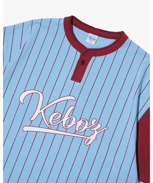 KEBOZ ストライプ 半袖 XL KEBOZ tシャツ STRIPE HENLEY NECK S/S TEE メンズ : ZOZOTOWN