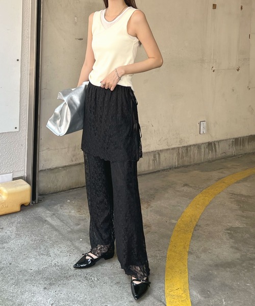 Futier Land パンツ ラップスカートレイヤードレースパンツ