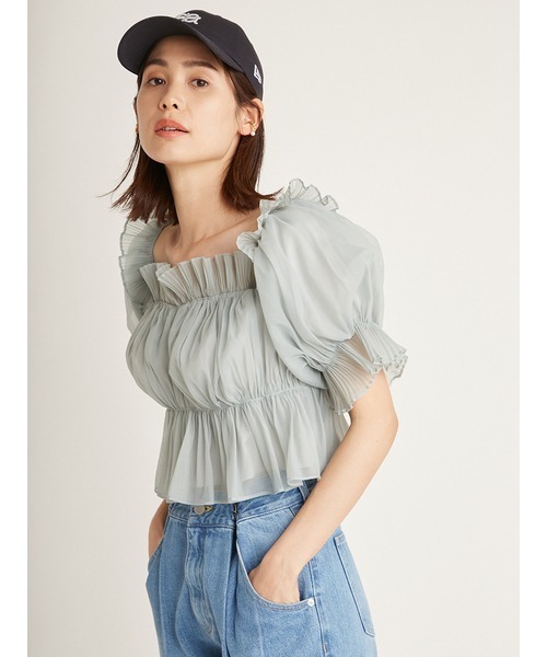 「SNIDEL」 半袖ブラウス ONE SIZE グリーン レディース