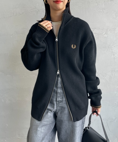 ニット セーター 「WEB先行予約」「FRED PERRY/フレッドペリー」 別注 ハイネック ジップニットカーディガン レディース メンズ FRED PERRY ニット セーター 「WEB先行予約」「FRED PERRY