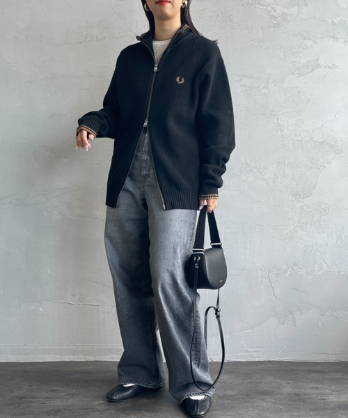 ニット セーター 「WEB先行予約」「FRED PERRY/フレッドペリー」 別注 ハイネック ジップニットカーディガン レディース メンズ FRED PERRY ニット セーター 「WEB先行予約」「FRED PERRY