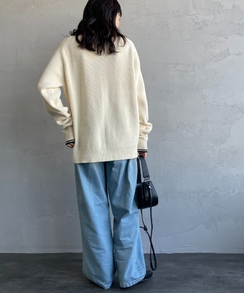 ニット セーター 「WEB先行予約」「FRED PERRY/フレッドペリー」 別注 ハイネック ジップニットカーディガン レディース メンズ | FRED PERRY | 23