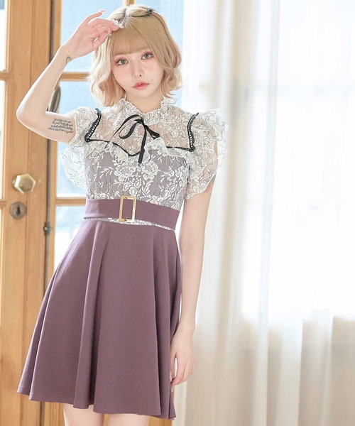 Tika（ティカ） ドレス キャバドレス ミニ フレア フリル袖ハイ