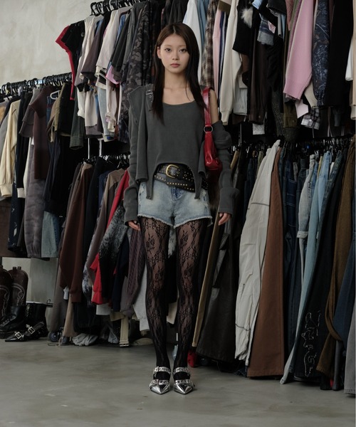 「sedacle girl」 長袖カットソー MEDIUM チャコールグレー レディース