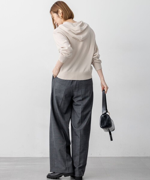 23区 パーカー 「洗える」ピュアカシミヤ ジップアップ ニット