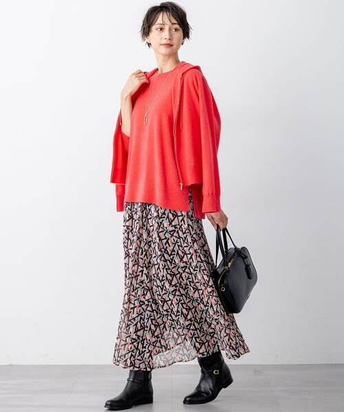 23区 パーカー 「洗える」ピュアカシミヤ ジップアップ ニット